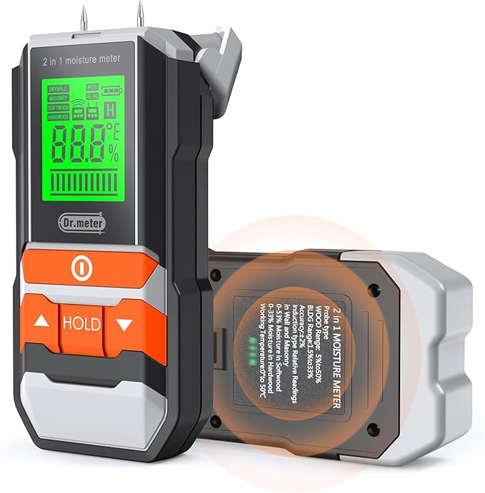 Medidor de Humedad Dr.meter 2 en 1 🧪 Pantalla LCD y 4 Modos