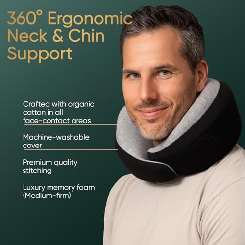 Detalle de Proglobe Luxe Neck Support Pillow, Memory Foam, Organic Cotton, Charcoal