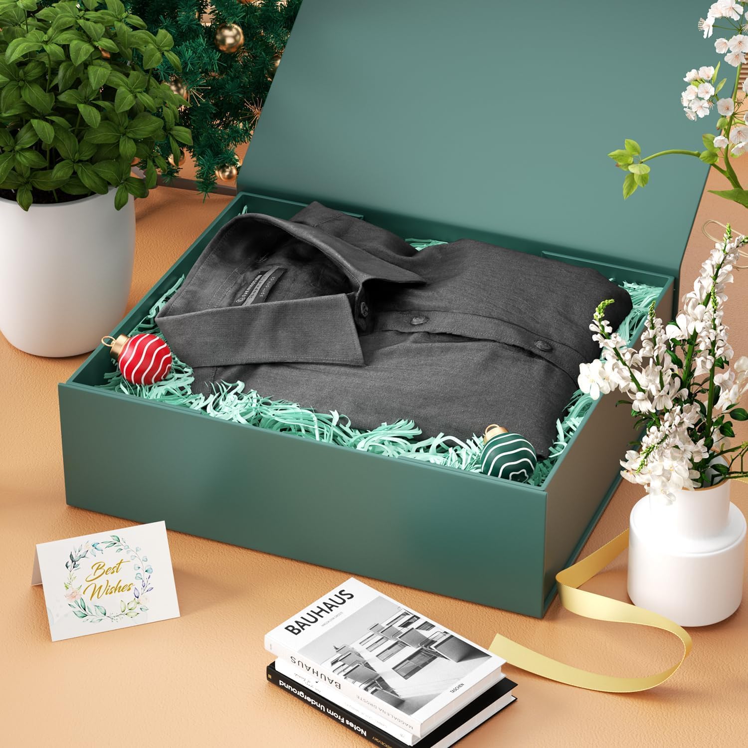 Thumbnail 4 de 2er Pack Geschenkboxen 30x20x7,6 cm mit magnetischem Verschluss – Grün