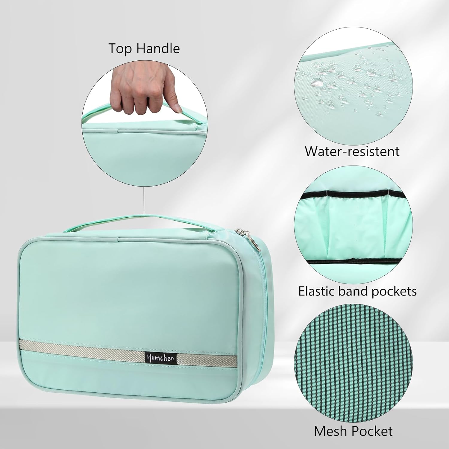 Detalle de Homchen Hanging Travel Toiletry Bag: Waterproof Folding Cosmetic Wash Bag