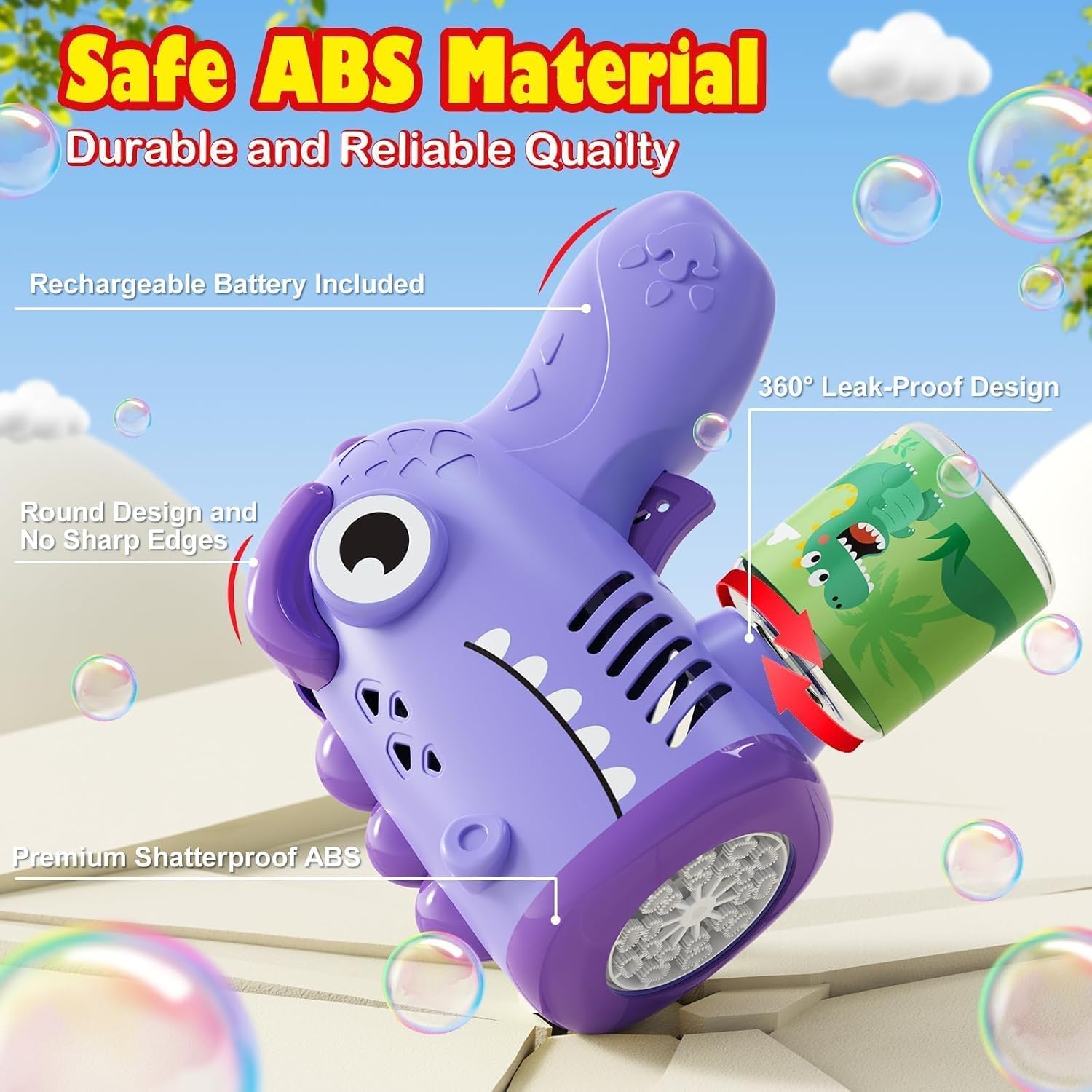 Detalle de Yunaking 2-Pack Bubble Machine Gun for Kids: Rechargeable Outdoor Bubble Fun