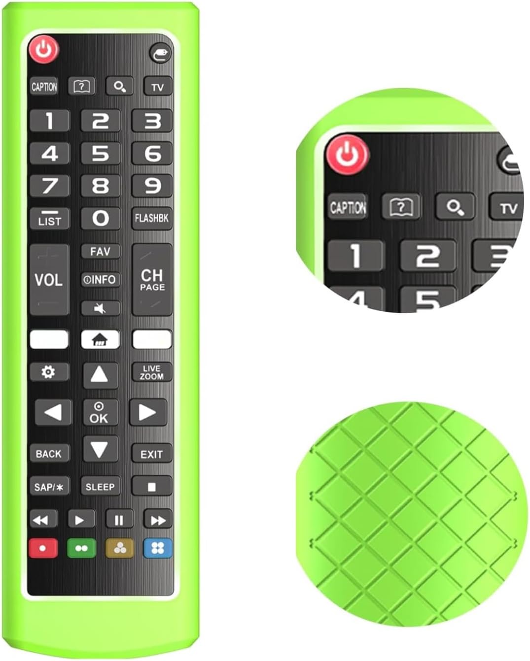 Detalle de Silicone case for LG AKB Series remotes (AKB75095307, AKB74915305, AKB75375604) – anti-slip TV remote sleeve