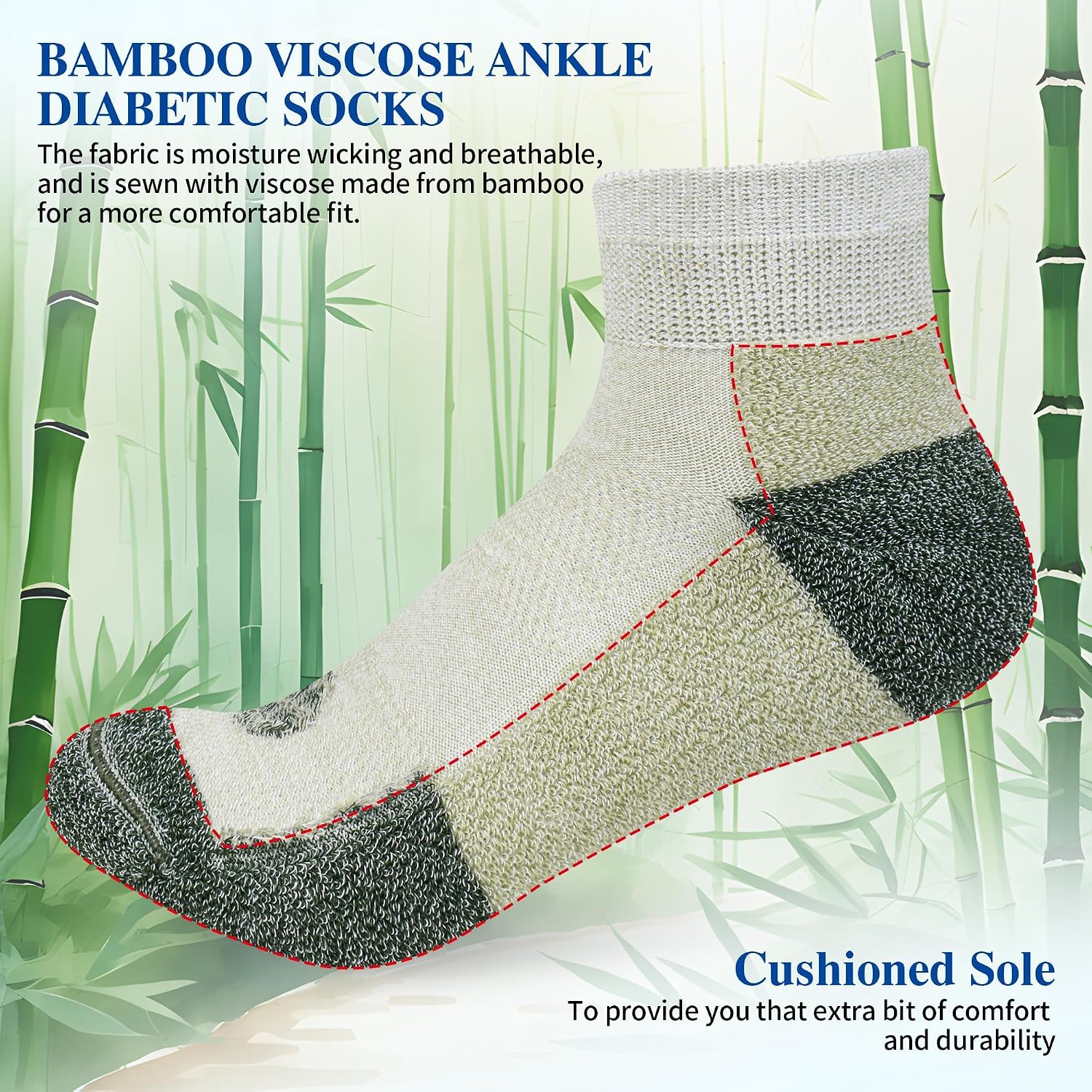Detalle de NOLUNT Diabetic Socks, 6 Pairs