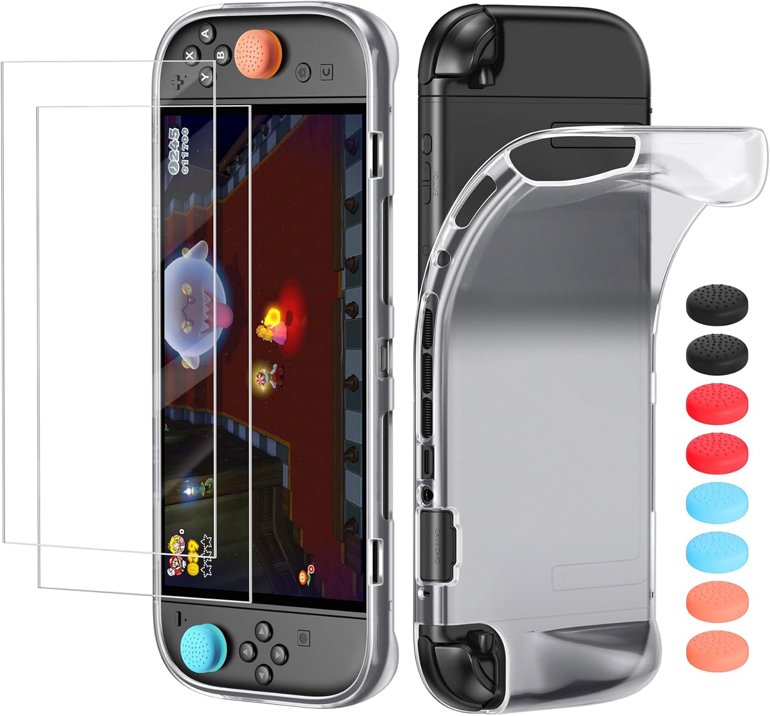 Thumbnail 6 de Soft TPU Case for Nintendo Switch 2 (2025) with 2 Screen Protectors & Thumb Grips (Clear Black)
