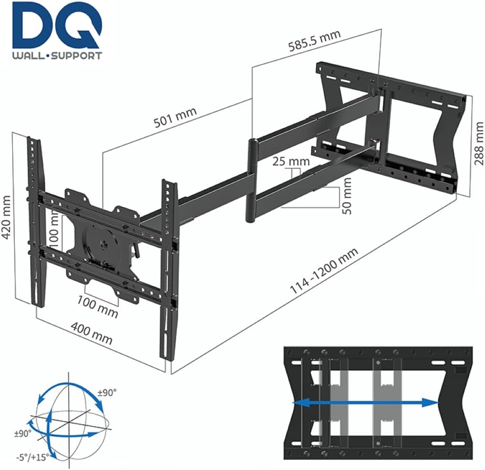Thumbnail 2 de Supporto a parete per TV DQ Hercules FLEX, rotazione, 120 cm fino a 40 kg, VESA 400x400 mm