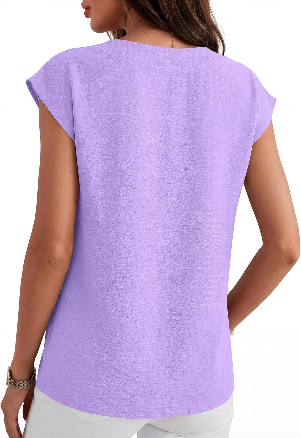 Thumbnail 3 de ANRABESS Women Cap Sleeve V Neck Dressy Casual Blouse – 2026 Summer Workwear