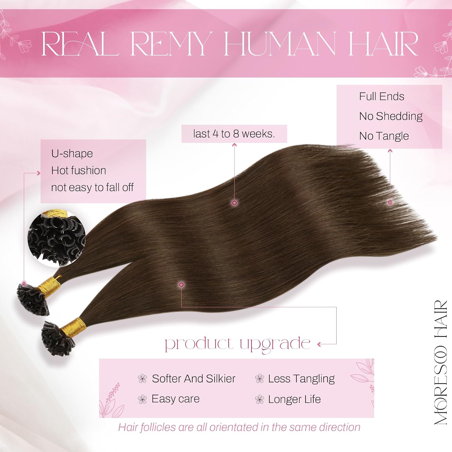 Detalle 2 de Moresoo extension capelli veri Remy 50 cm