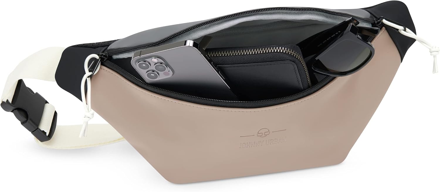 Detalle de Johnny Urban Bauchtasche Riley Beige/Grau – Gürteltasche & Crossbody mit flexiblem Gurt
