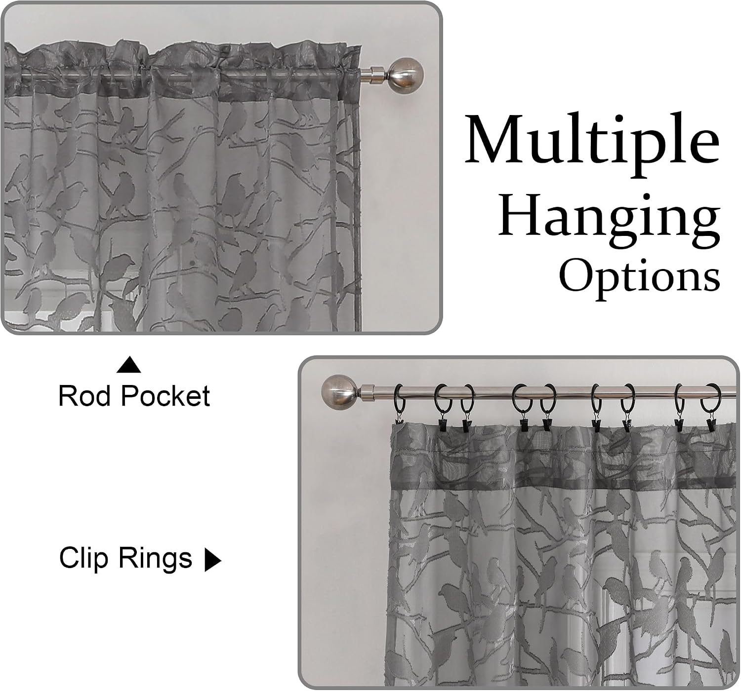 Detalle 2 de OVZME Sheer Curtains 36-Inch Length