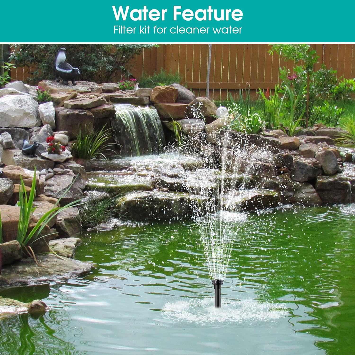 Thumbnail 2 de Biling 20W Solar Pond Filter Pump (875 l/h) for Small Garden Ponds