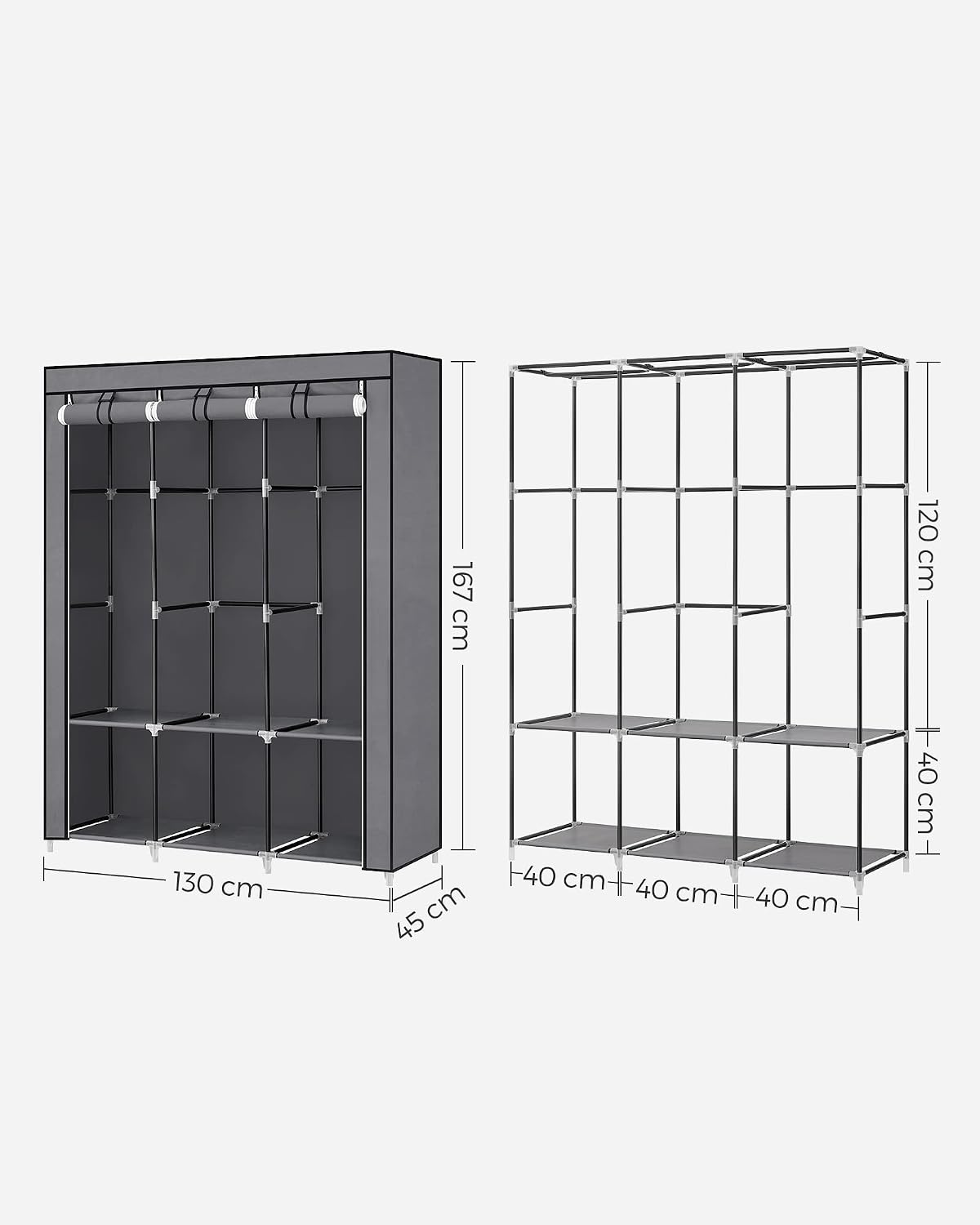Thumbnail 6 de SONGMICS RYG092G02 portable wardrobe 130x45x167 cm