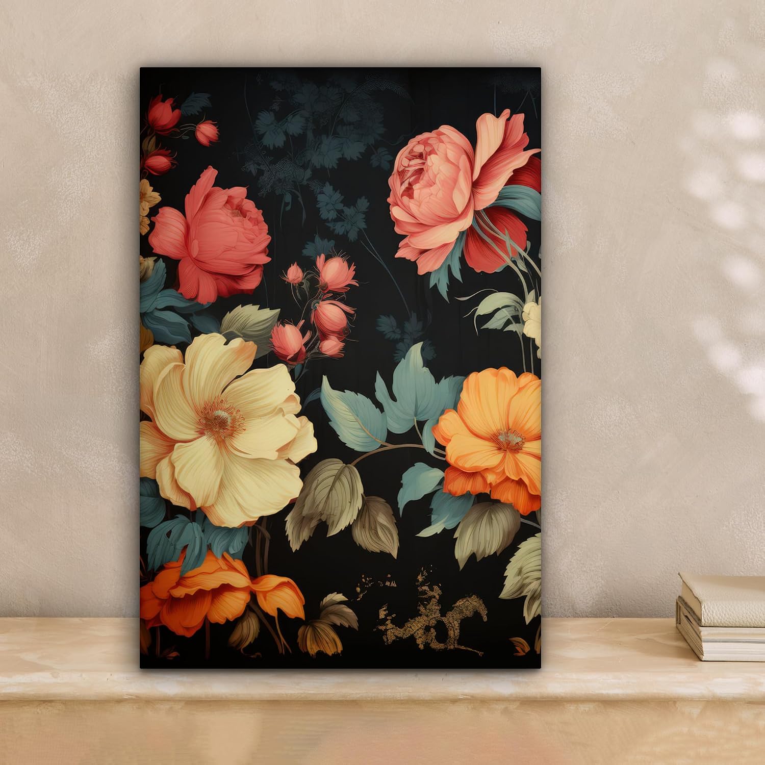 Thumbnail 5 de MuchoWow Impression sur Toile 20x30 cm – Tableau mural moderne fleurs nature noir couleurs
