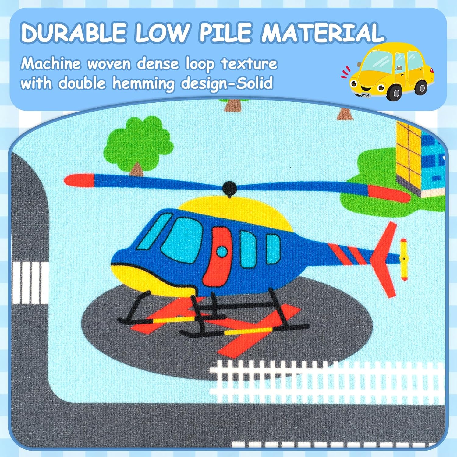Detalle de Capslpad Kids Play Rug Town City Road Car Mat 100x160cm – Pastel Blue