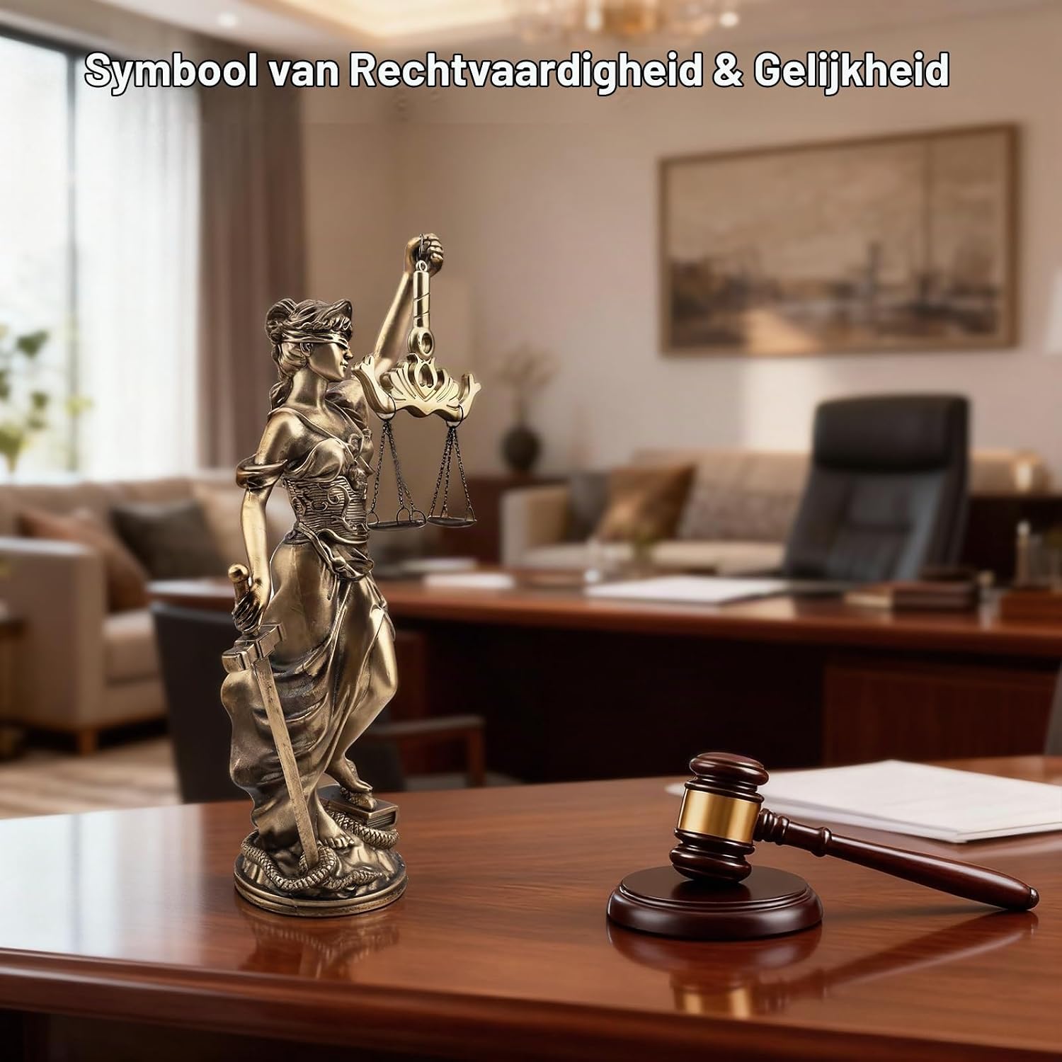 Detalle 2 de LOVIN PRODUCT LP1X3 Justitia-beeld van kunsthars in antiek brons