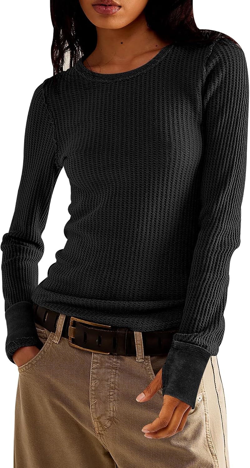 Detalle de morhuduck Women's Waffle-Knit Top in Cotton
