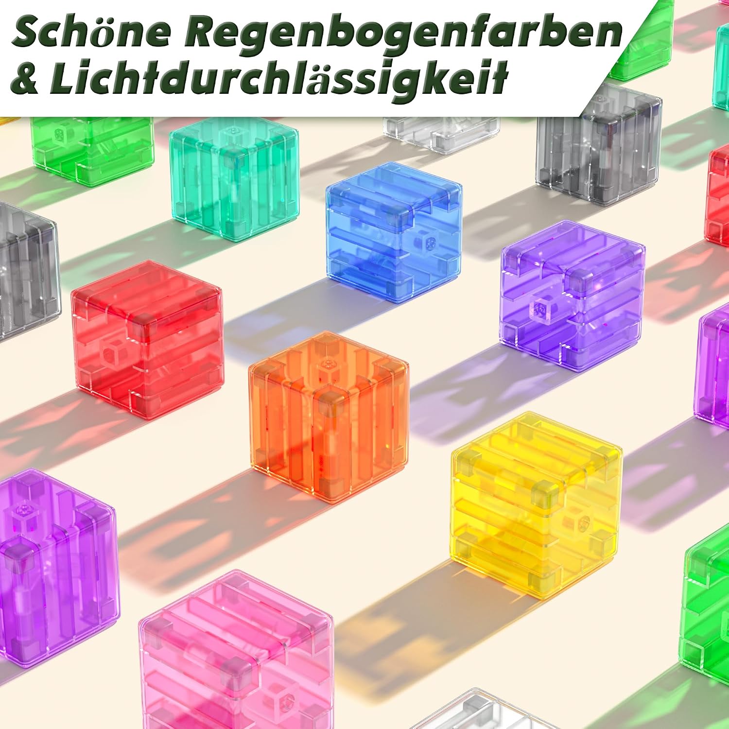 Detalle de Apluses 64-teiliges Magnet-Baustein-Set (transparente Style) für Kinder ab 3 Jahren