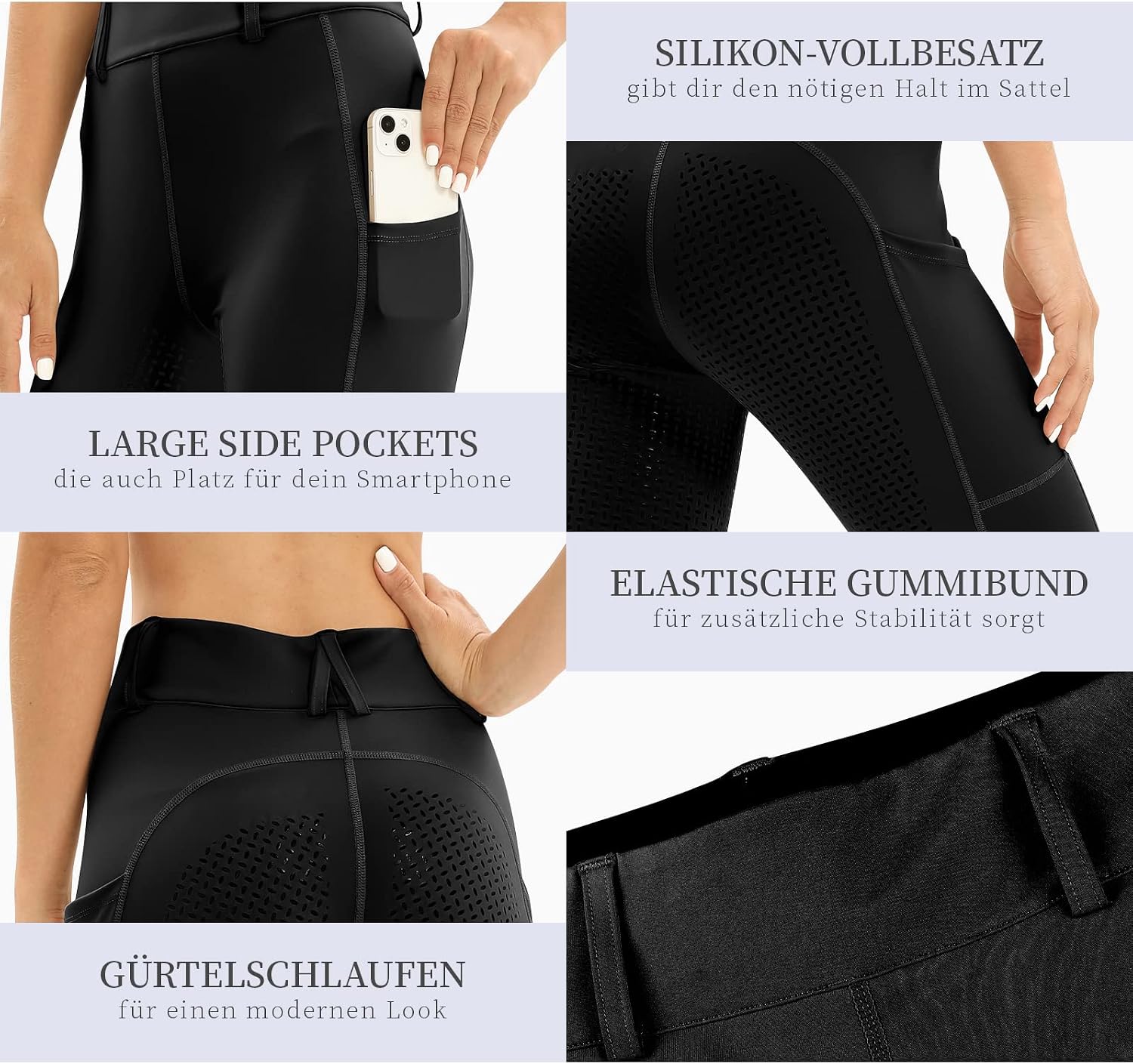 Thumbnail 4 de Reitleggings Damen Vollbesatz mit Handytasche