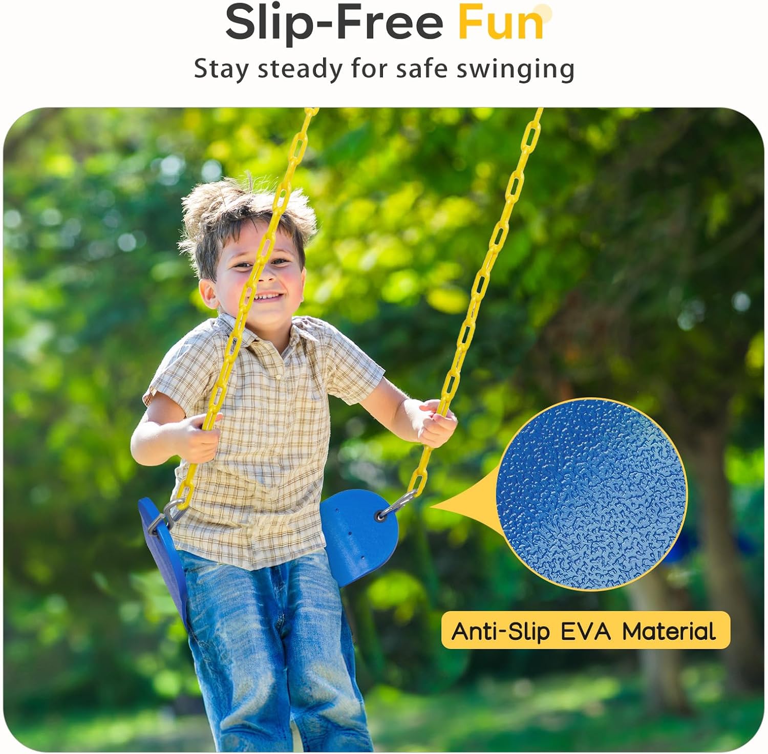 Detalle de Decorlife Outdoor Swing Seats with 66" Rust-Resistant Heavy Duty Chain – Anti-Slip EVA Seats (Blue)