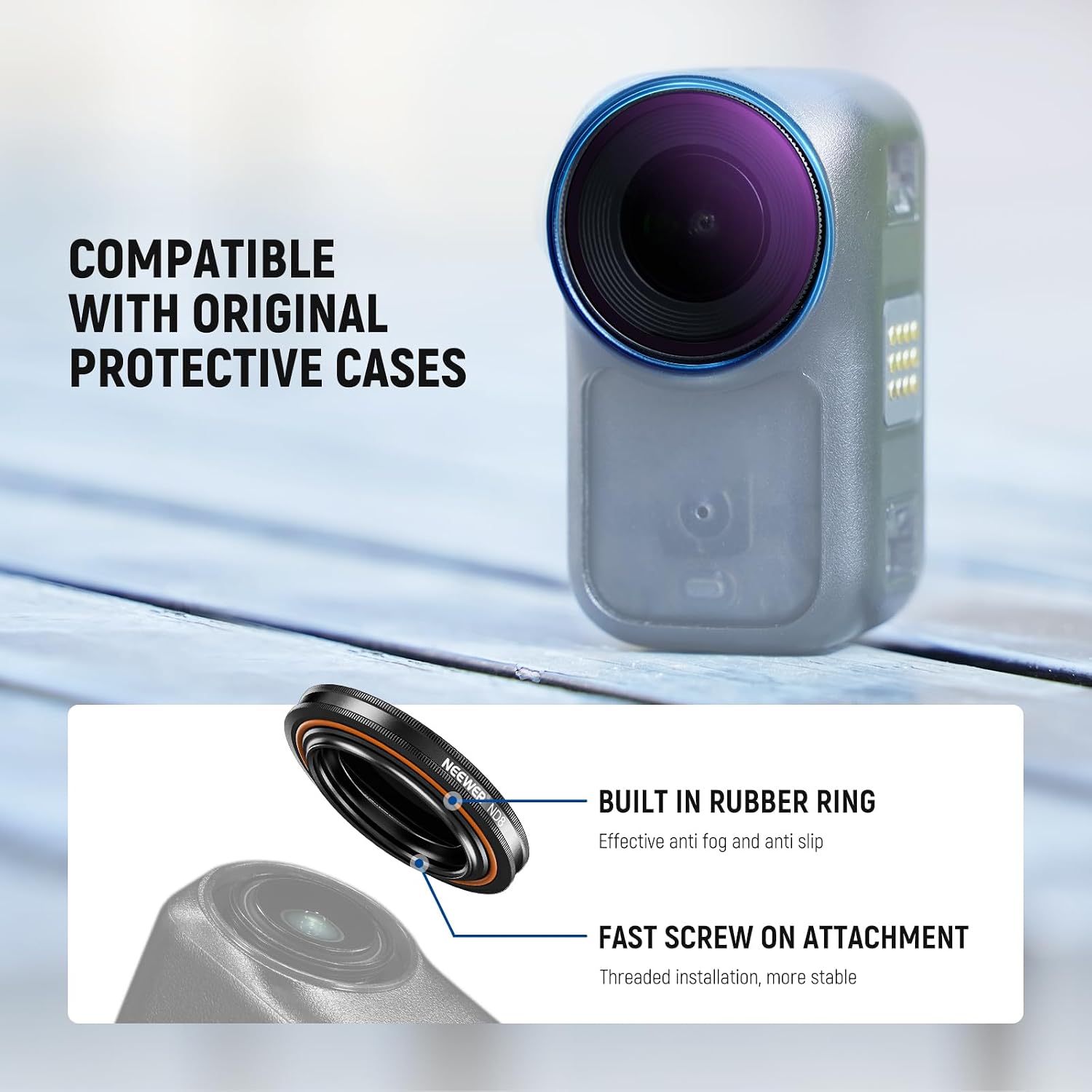Thumbnail 6 de NEEWER ND Filter Set for DJI Osmo Nano (ND8/16/32 + CPL) with Screen Protector, 4-pack