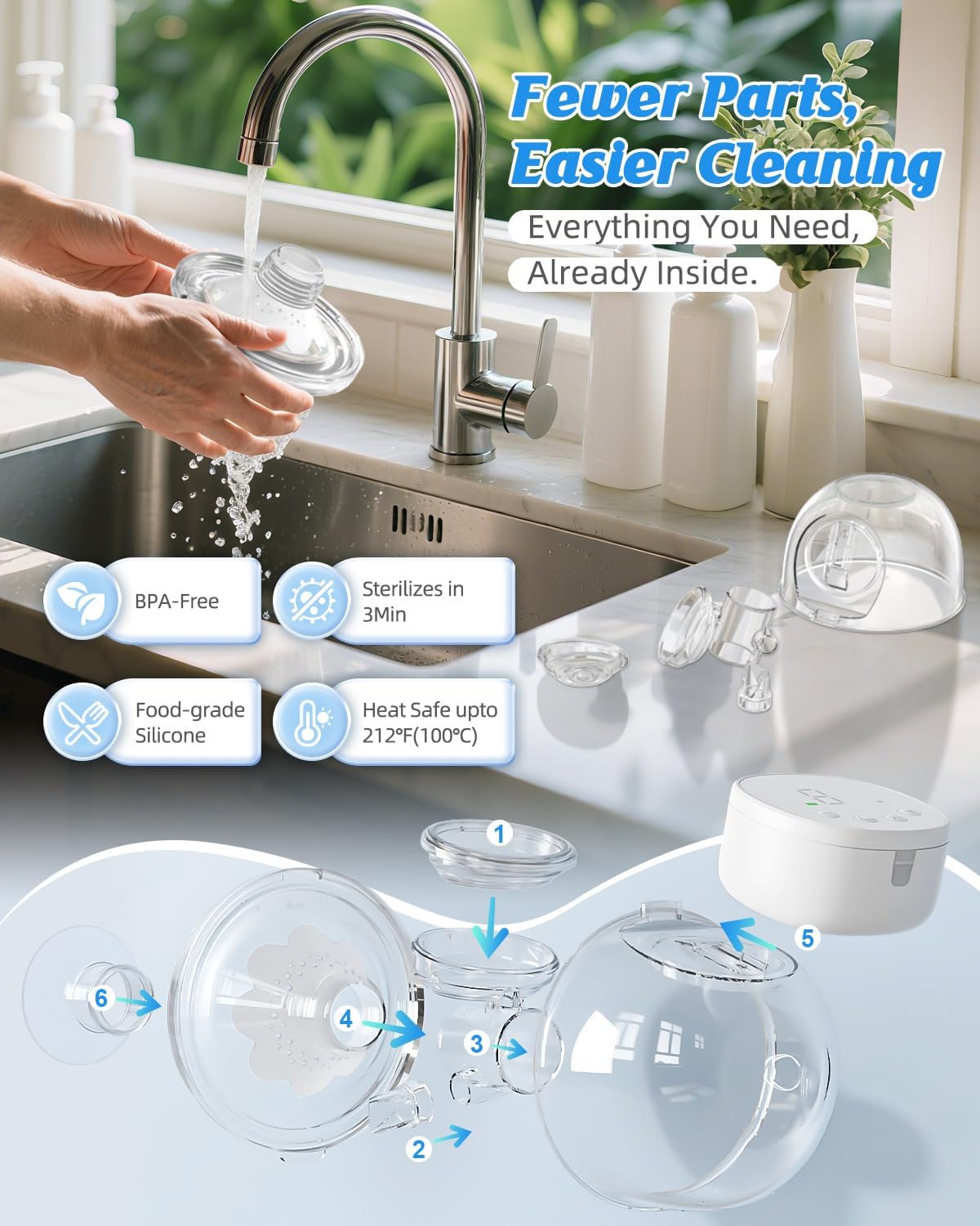 Thumbnail 6 de ANWIKE Electric Breast Pump Double Ultra-Light 230g — Wearable, Hands-Free and Travel-Ready