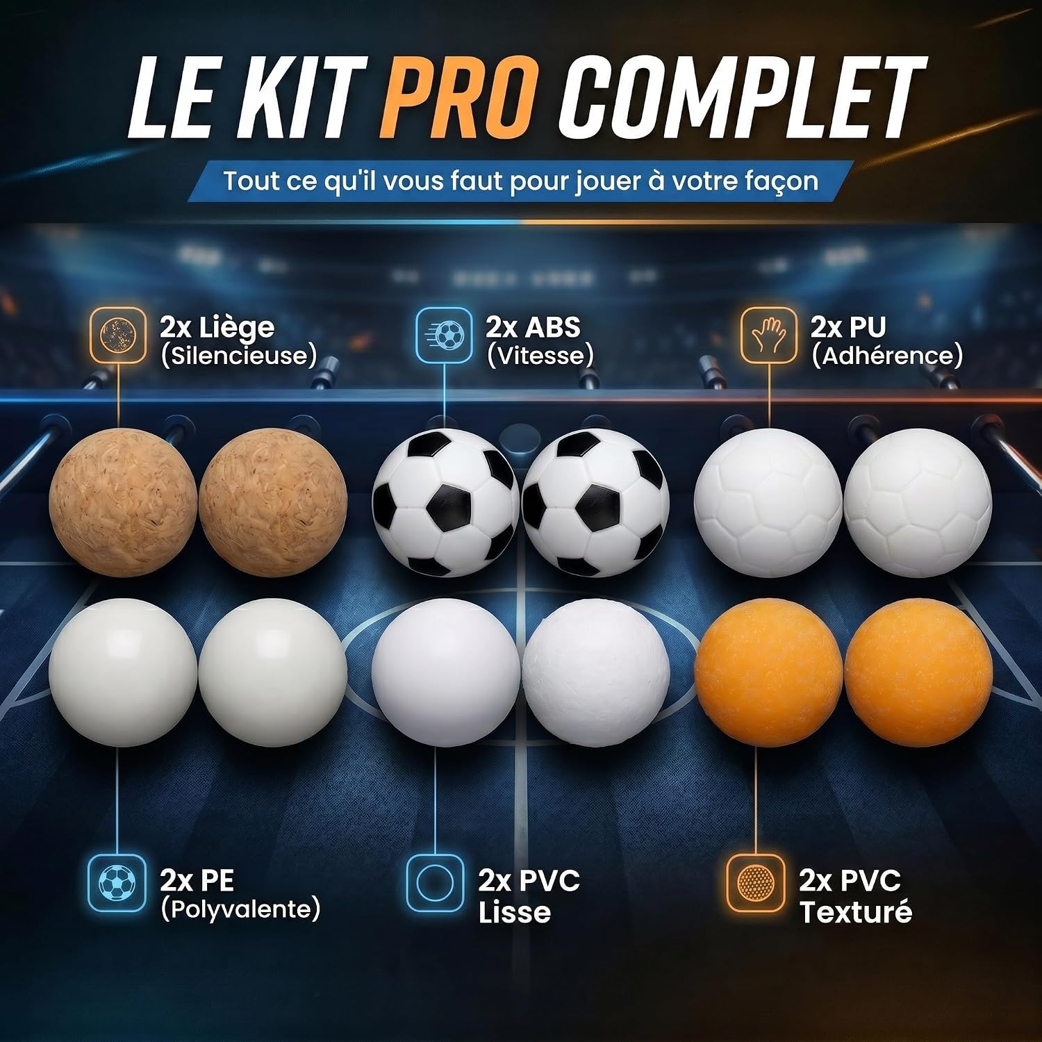 Thumbnail 6 de GOODS+GADGETS 40990021 tafelvoetbalballen, 12 stuks, 35 mm, zes types
