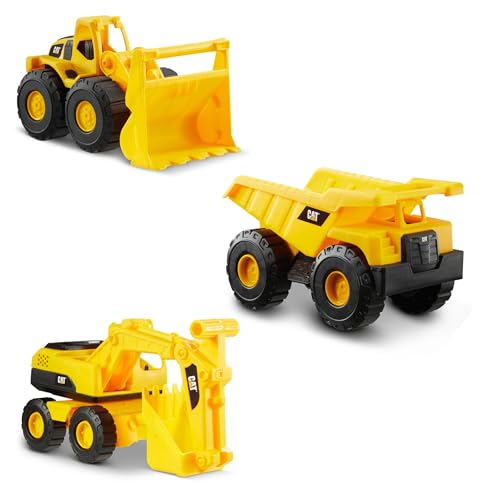 Detalle de CAT Ensemble de Véhicules de Construction – 3 engins CAT pour enfants dès 2 ans