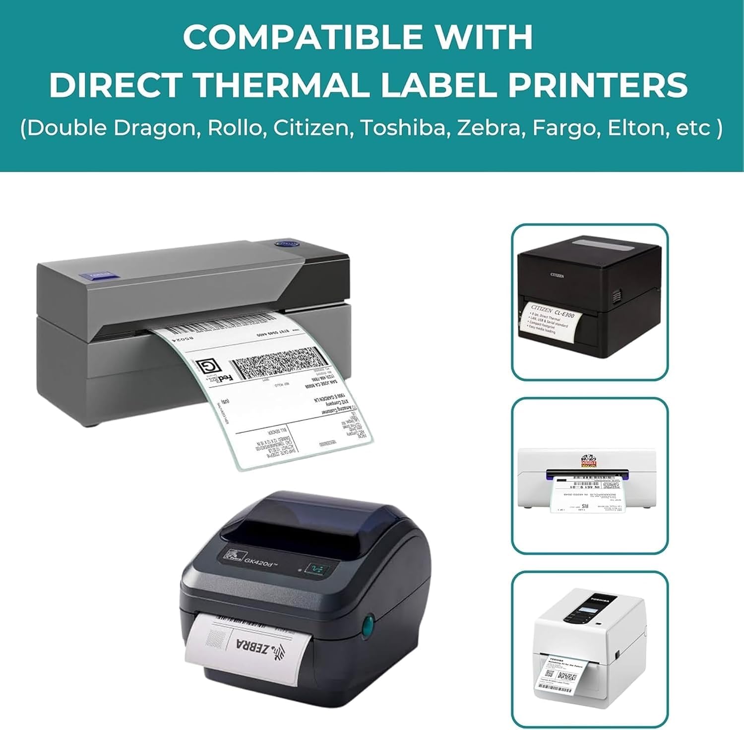 Thumbnail 6 de Double Dragon 100 x 150 mm Premium Coated Direct Thermal Labels for Zebra & MUNBYN (10 rolls, 5000 labels)