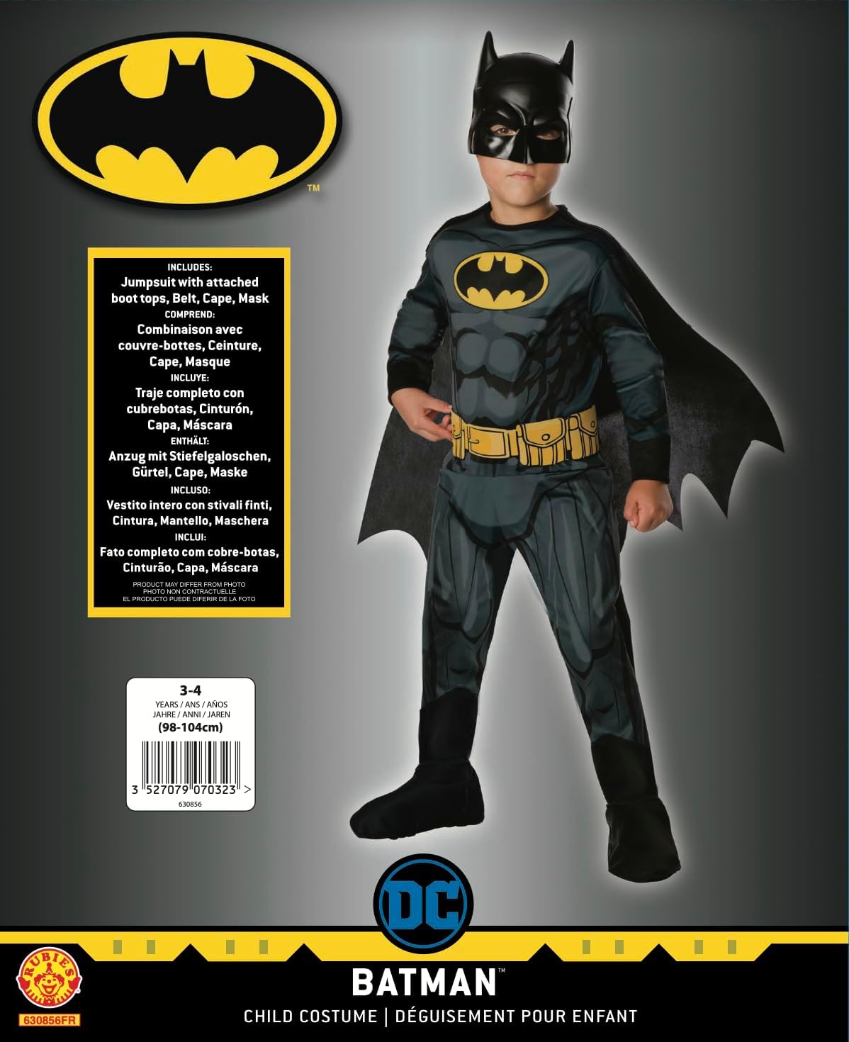Detalle 2 de RUBIES BATMAN dĂ©guisement 5-6 ans đ