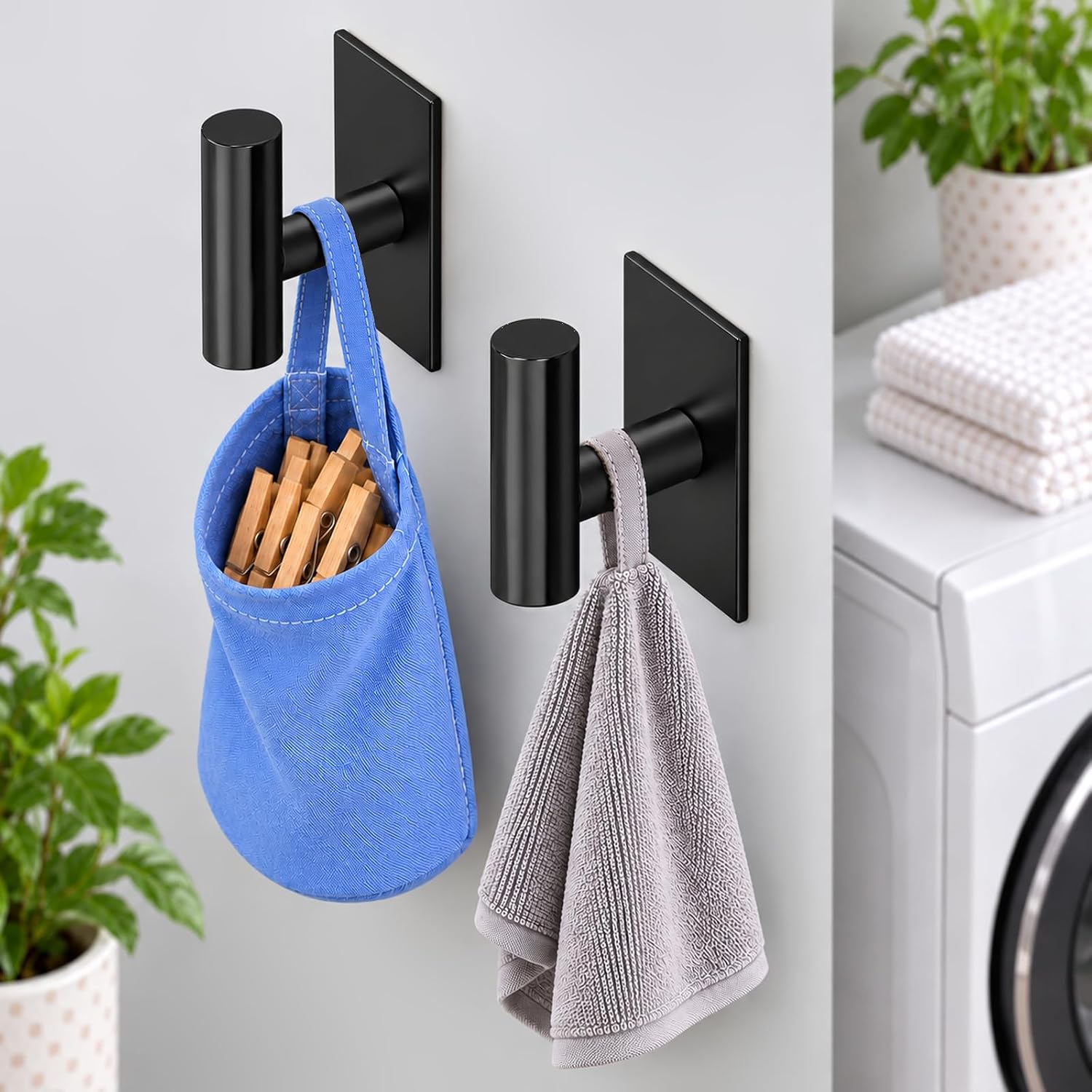 Detalle 1 de VAEHOLD 065 Adhesive Wall Hooks, Black Stainless Steel, 4-Pack