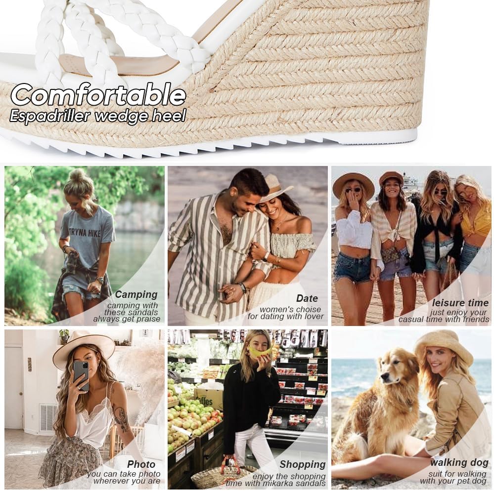 Thumbnail 4 de mikarka Espadrille Wedge Sandals for Women with Braided Knot Ankle Strap – Open Toe Platform