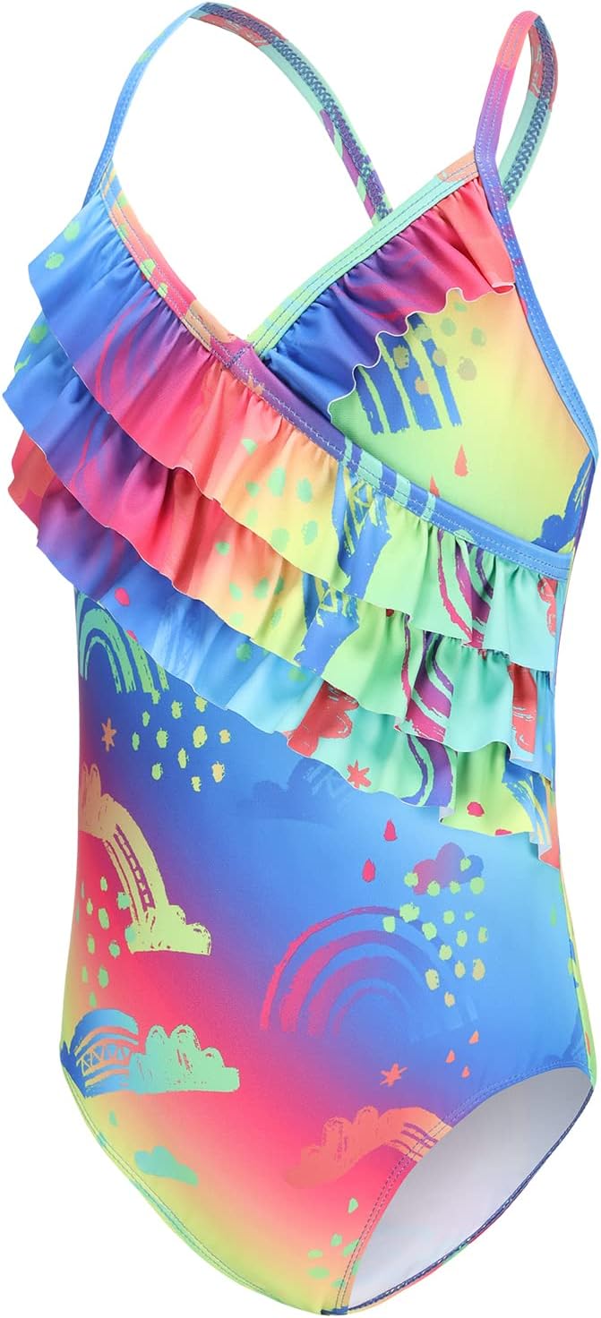 Thumbnail 6 de Aisyee Badeanzug Mädchen Einteiliger Hawaiia Floral – verstellbare Träger, Volants & atmungsaktiv (92-164/3-16 Jahre)