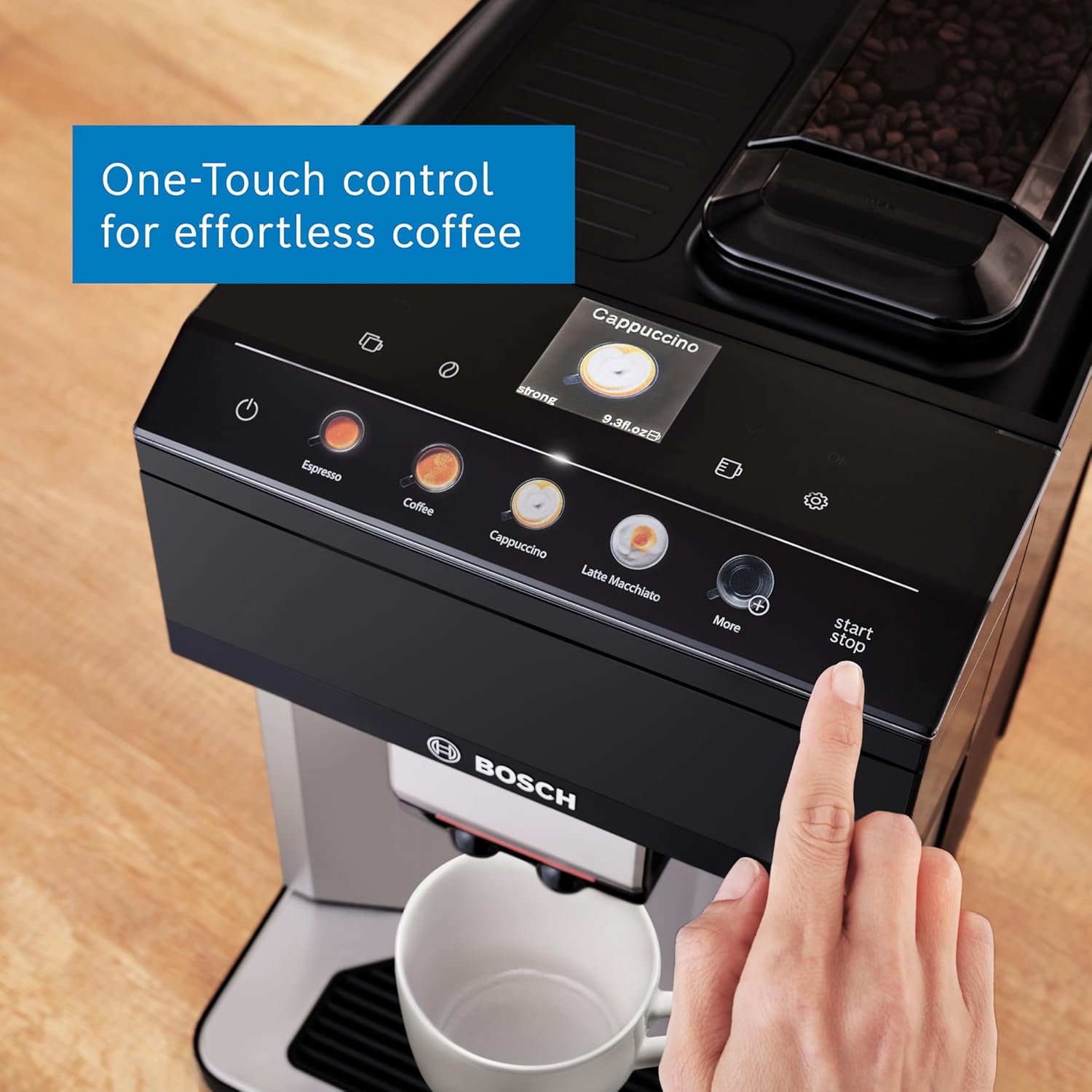 Thumbnail 3 de Bosch Serie 4 TPG40307 VeroCafe bean-to-cup coffee machine with Cappuccinatore milk frother (piano black)