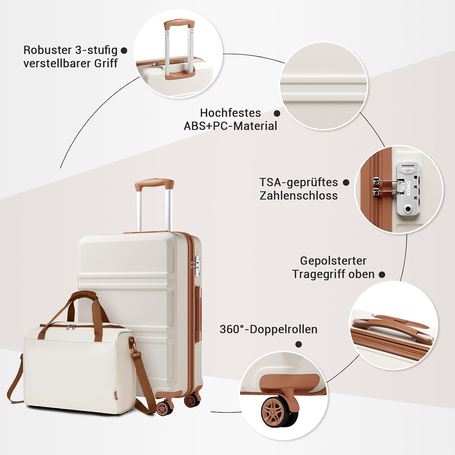 Thumbnail 2 de KONO 55cm Handgepäck-Koffer Trolley Set 55 cm