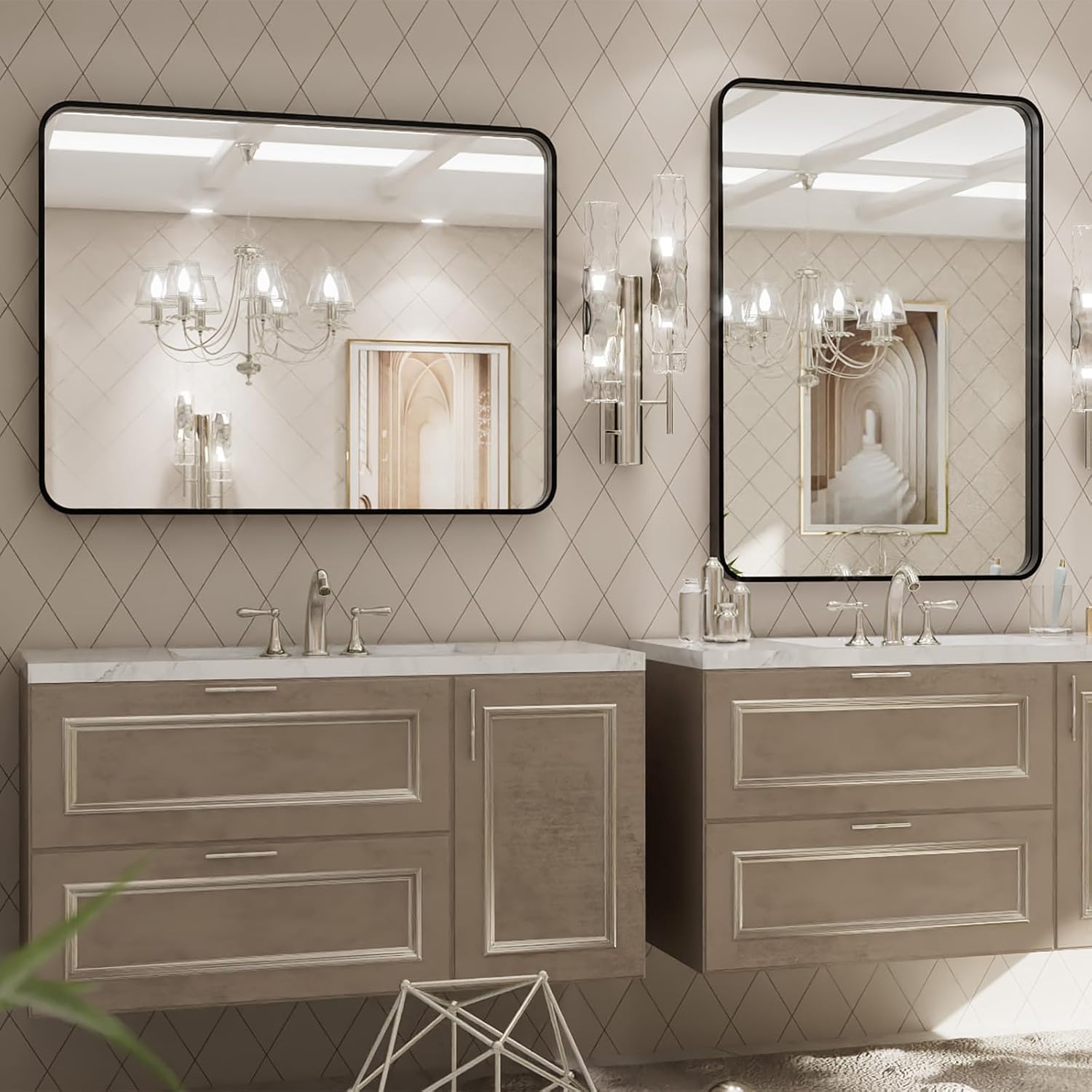 Thumbnail 2 de LOAAO 24x32 Bathroom Mirror Matte Black Frame