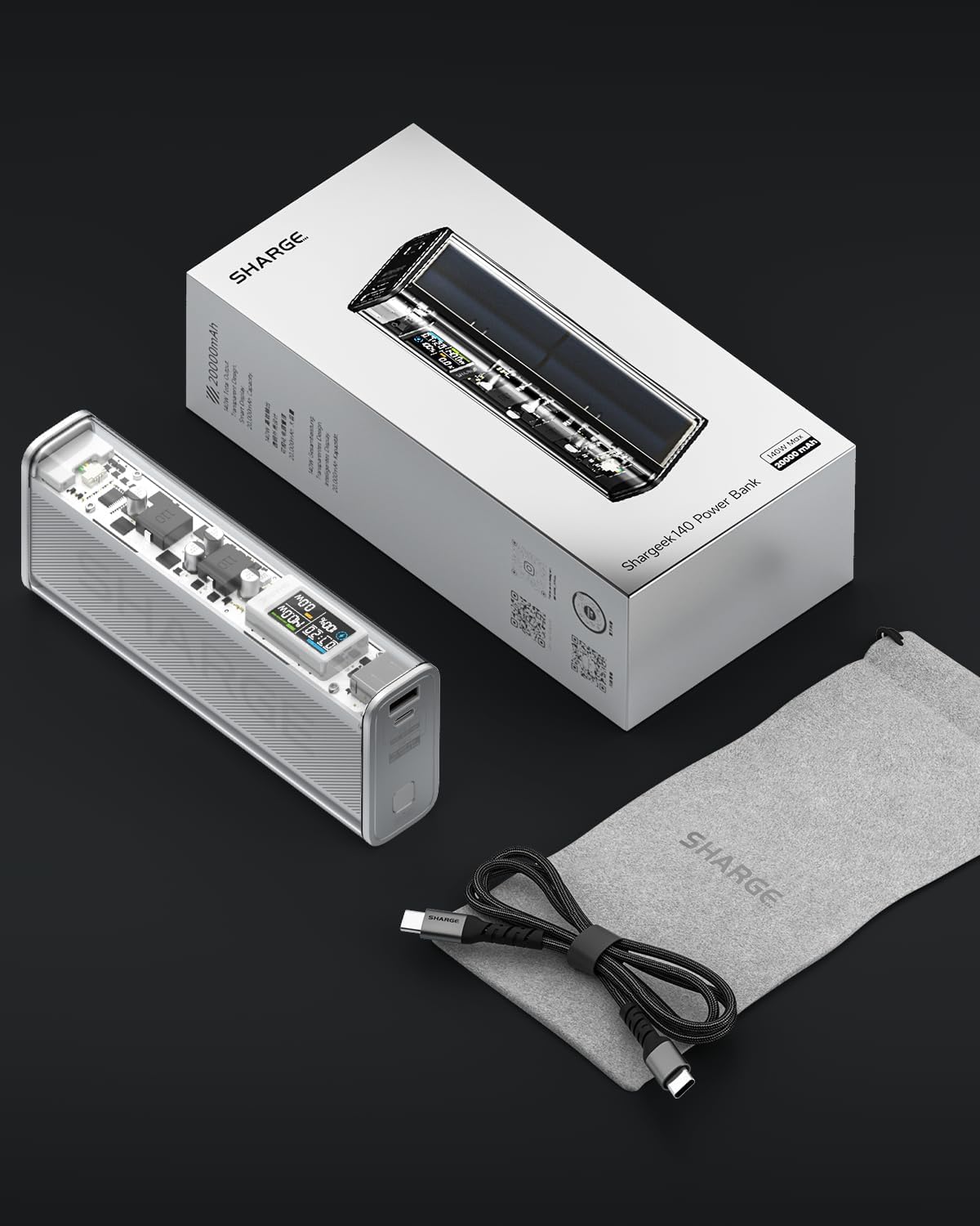 Thumbnail 5 de sharge X1i 140W Power Bank, 20,000mAh with Transparent Design and Display
