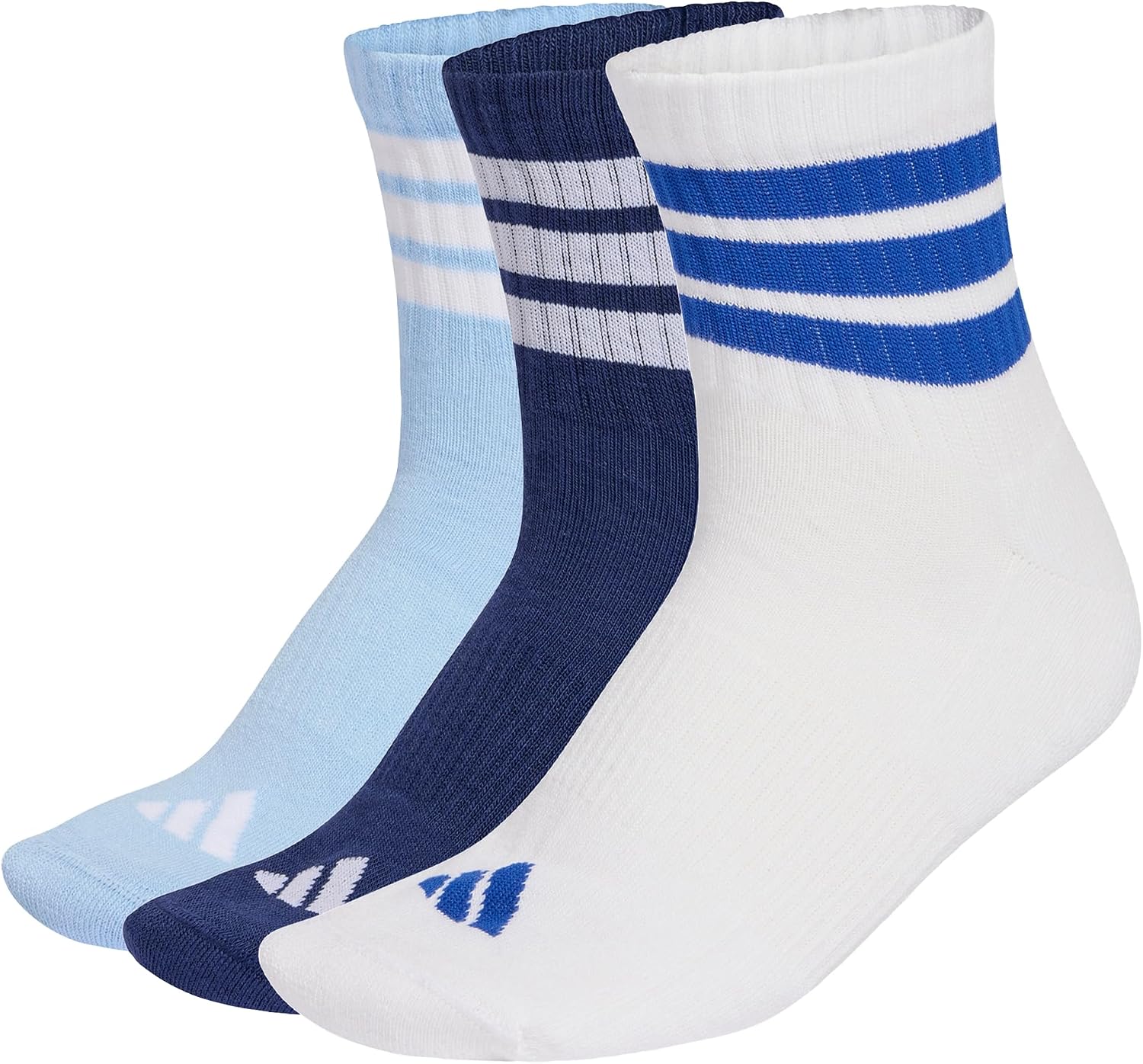 Detalle de adidas Unisex 3 Stripes Cushioned Sportswear Mid Cut Socks – 3er-Pack