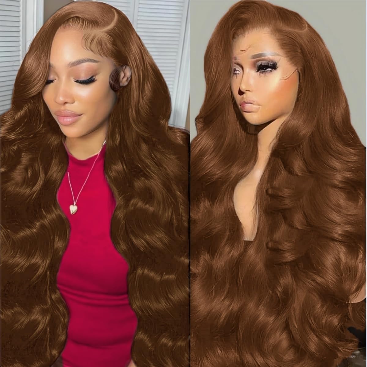Thumbnail 6 de METDIO Reddish Brown Lace Front Wig 13x6 Body Wave, 180% Density, 26 Inch, 100% Human Hair