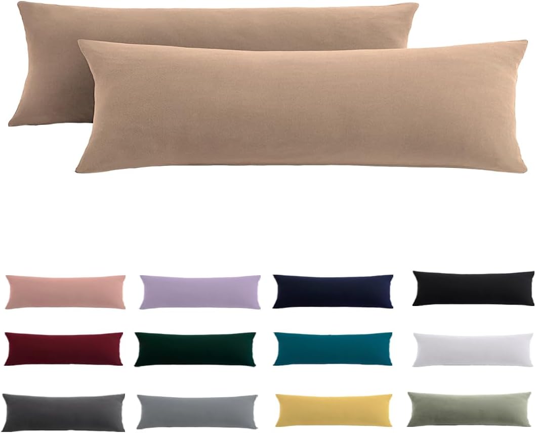 Detalle de Beqnat Seitenschläferkissen Bezug 40x145 im 2er-Set – Beige Mikrofaser-Kissenhülle mit Reißverschluss
