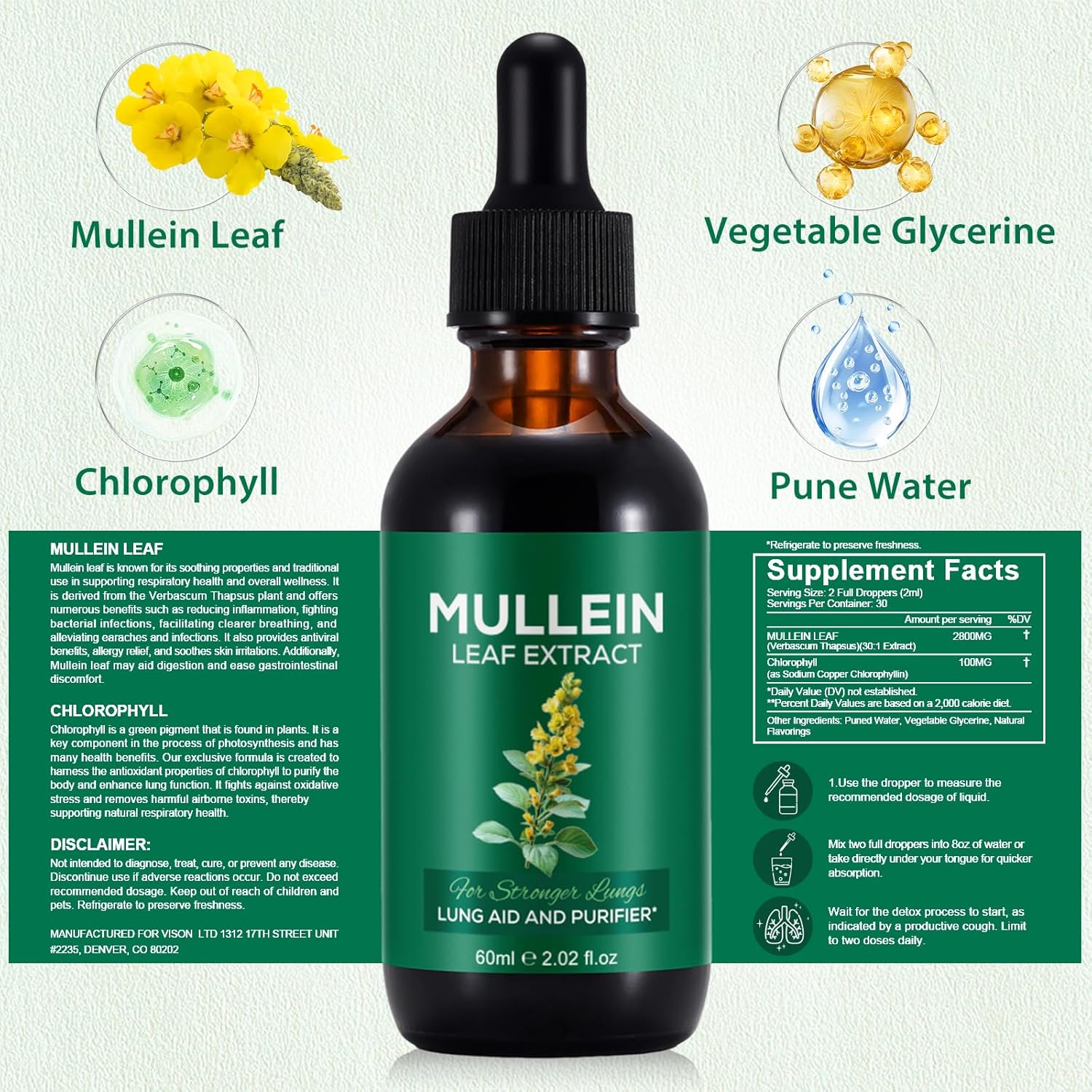 Detalle 2 de Mullein Drops 120 ml mullein extract for lungs đź’§