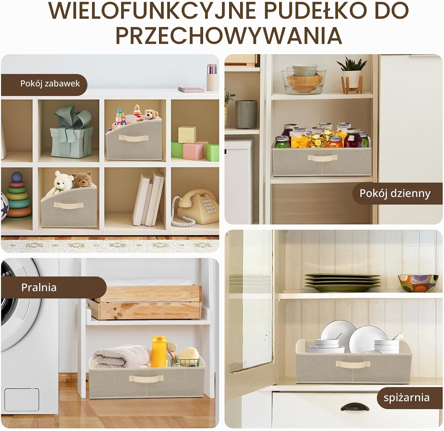 Thumbnail 6 de Cozary składane pudełka do przechowywania, 2 × 28 l, beżowe