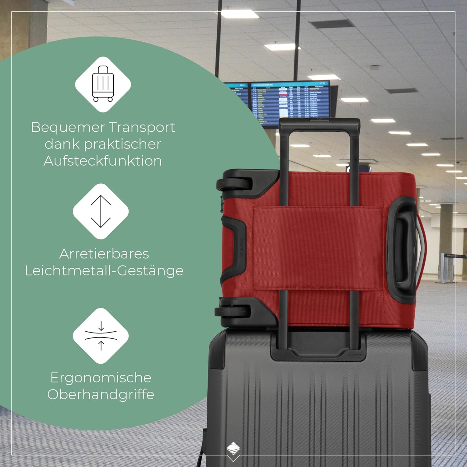 Detalle de Travelite Jetpack Handgepäck Koffer 40x30x20 cm – leichtes Weichgepäck für Bordgepäck