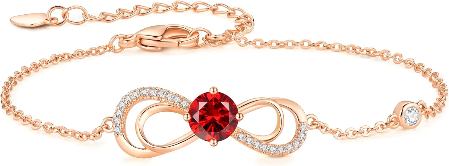 Thumbnail 6 de CDE Infinity Armband Damen Herz Geburtsstein in Roségold-Optik mit Zirkonia
