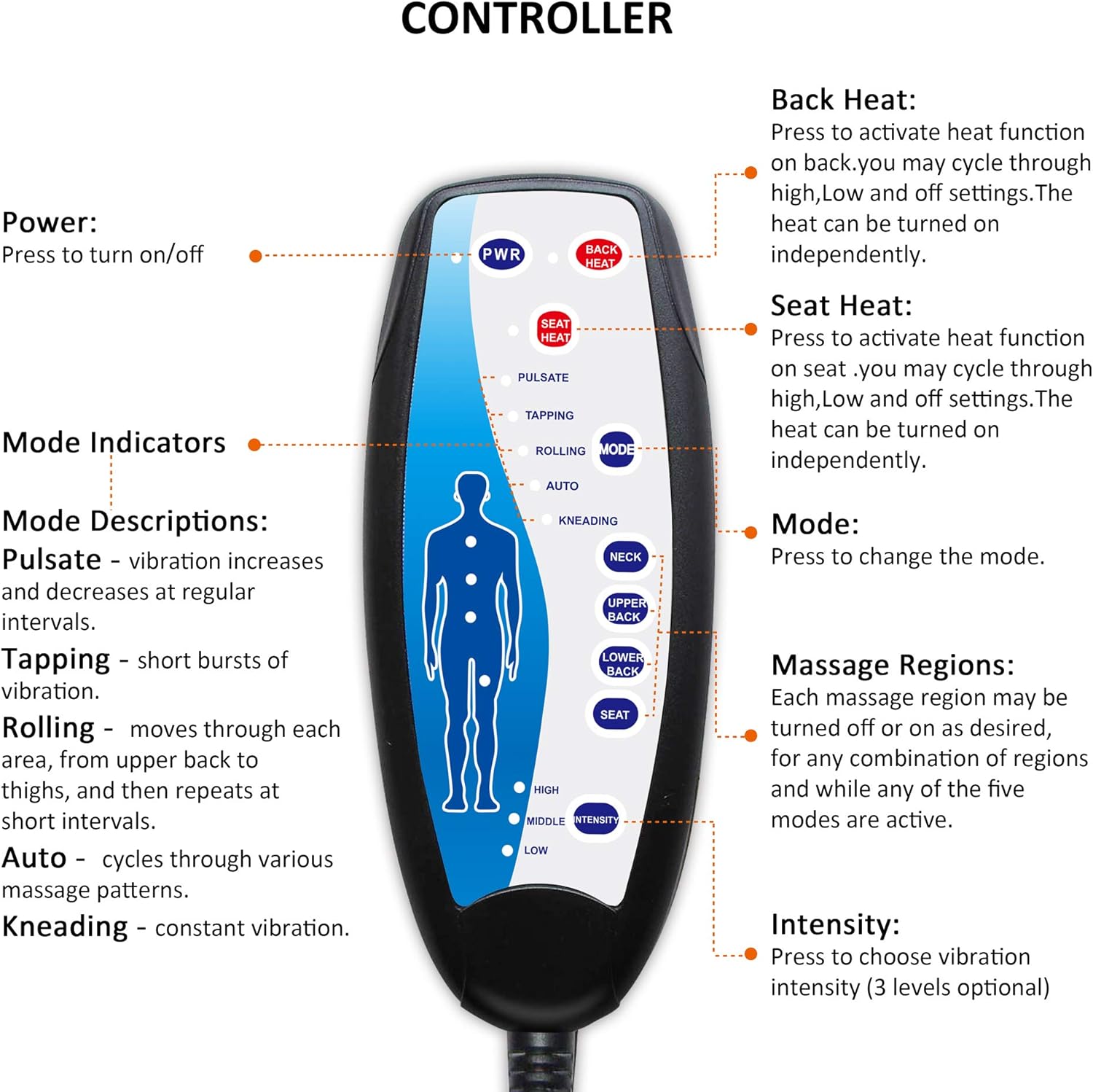 Detalle 2 de Snailax back massager with 10 motors