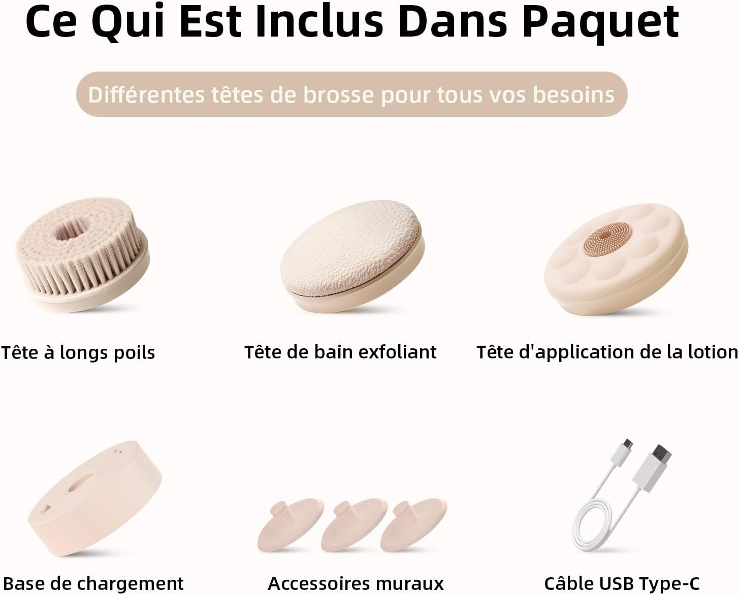 Thumbnail 5 de Brosse à récurer électrique pour le dos avec double poignée – IPX7, charge USB et tête rotative