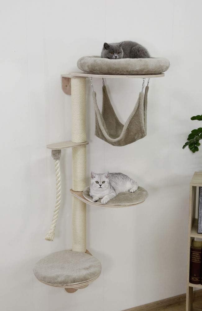 Thumbnail 1 de Kerbl Pet Katzenkratzbaum Dolomit Grappa (Taupe) zur Wandmontage – Katzenliegeplatz mit Sisalsäulen, 80x66x158 cm