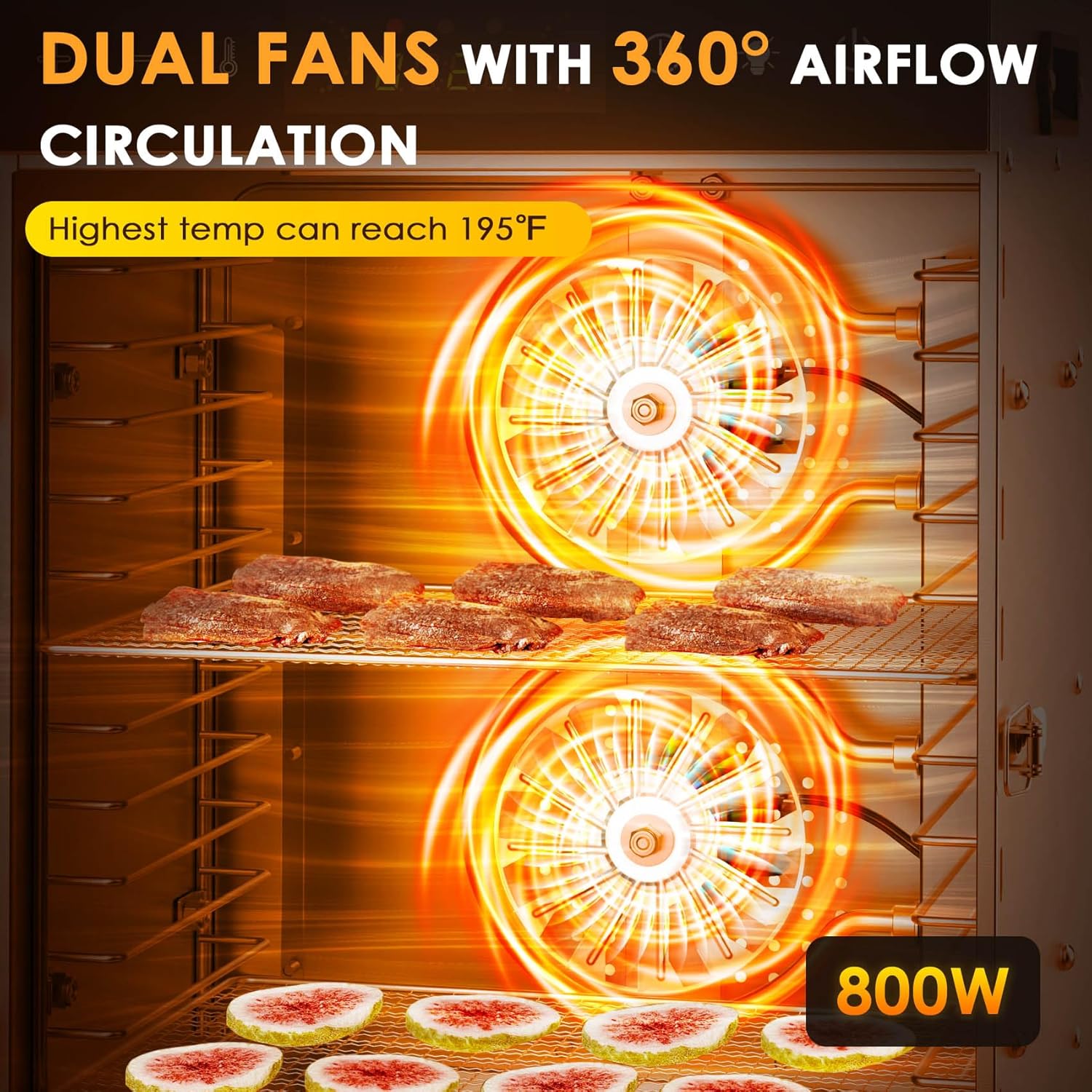 Thumbnail 1 de HOPERAN 12-Tray Food Dehydrator: Stainless Steel, Digital Temp & Time, BPA-Free