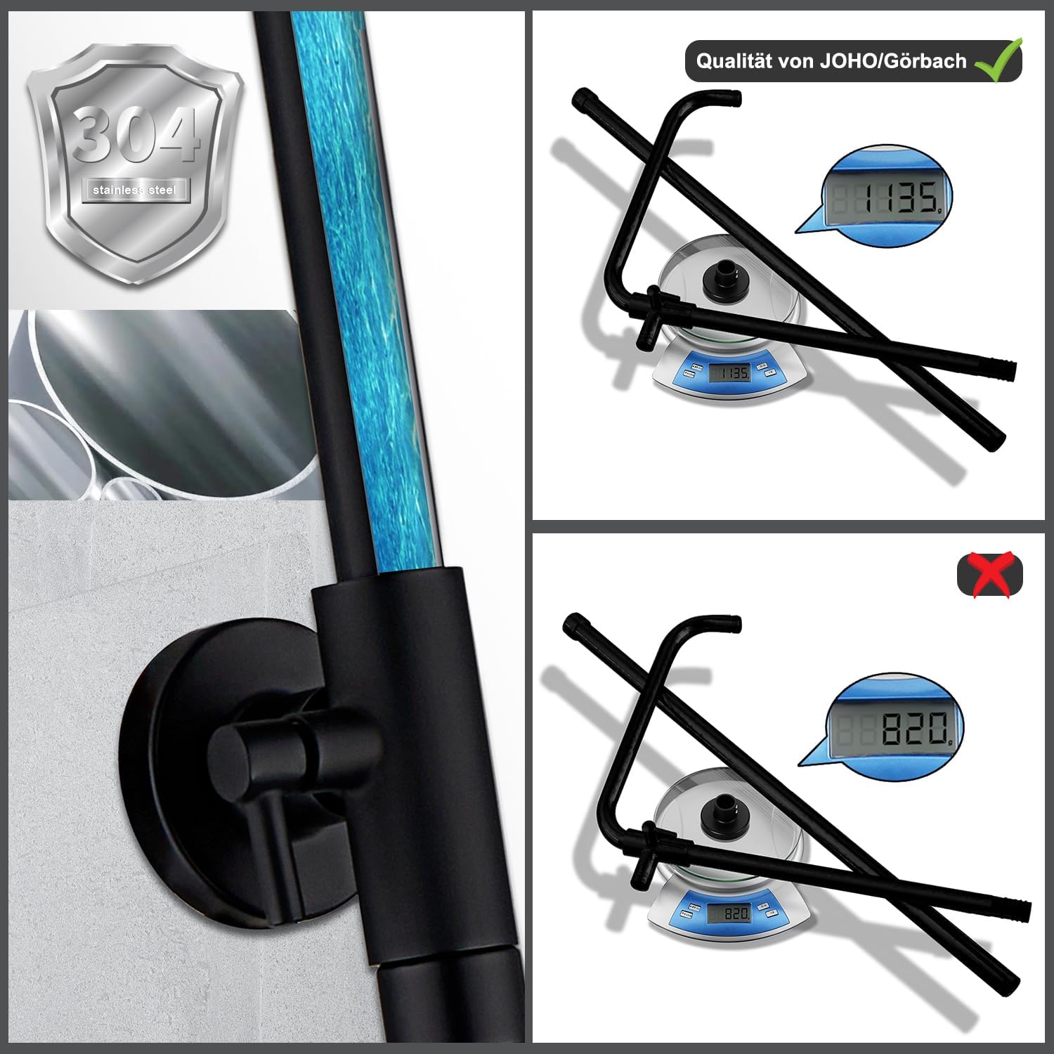 Thumbnail 3 de JOHO Colonna Doccia Nero Opaco Inox 30 cm