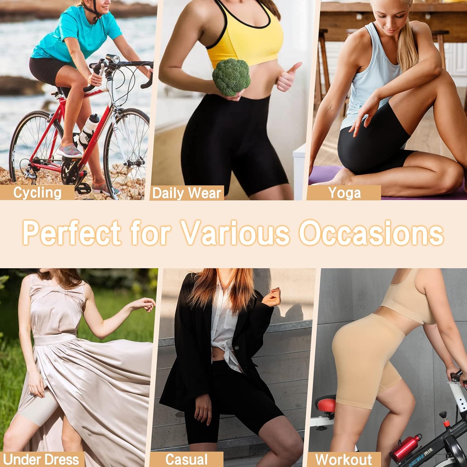 Thumbnail 4 de Damen Radlerhose/Slip-Shorts im 3er-Set (Anti-Scheuern) – Damenkurze Nahtlos, hohe Taille