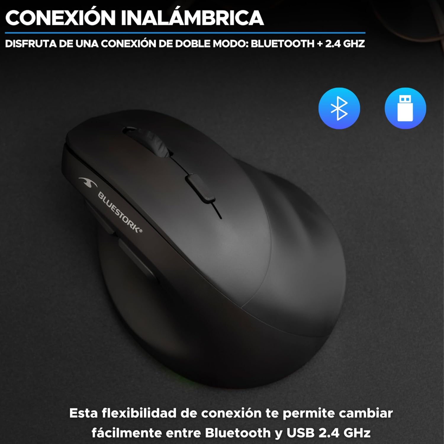 Detalle 1 de Bluestork Ratón Ergonómico 800-2400 DPI