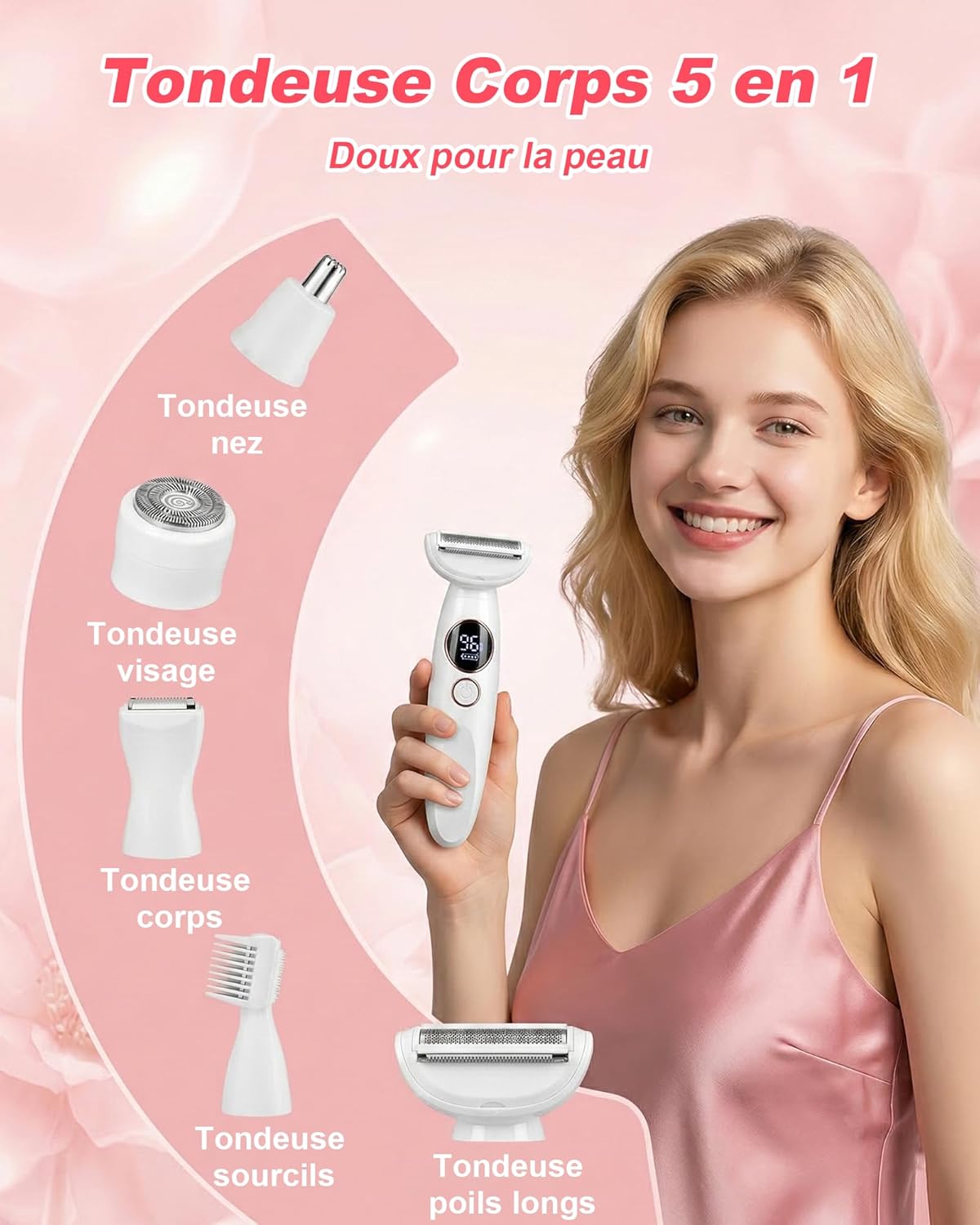 Detalle 2 de Carehabi Rasoir Électrique Femme 5 en 1